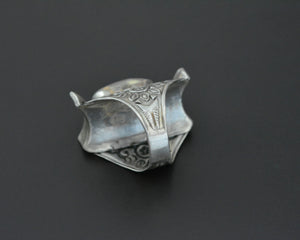 Bold Nepali Coral Saddle Ring - Size 8.75