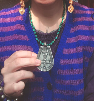 Long Indian Silver Pendant