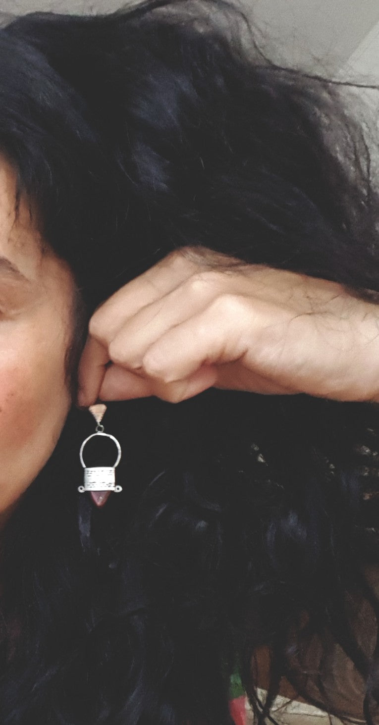 Tuareg Earrings with Red Glass