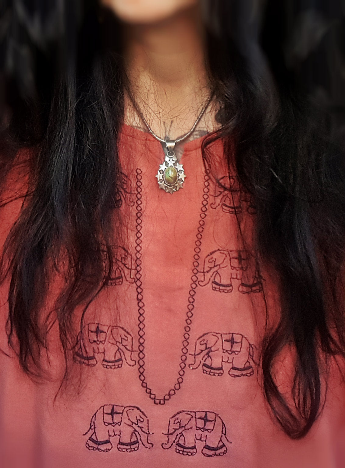 Nepali Turquoise Pendant with Stars