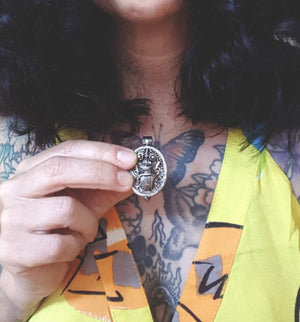 Old Silver Barong Locket Pendant from Bali
