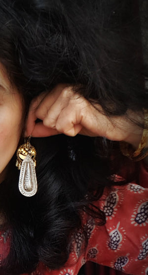 Vintage Long Kazakh Silver Earrings