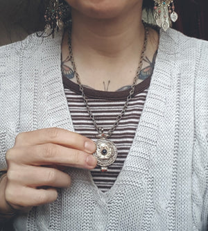 Nepali Gau Box with Coral and Lapis Lazuli