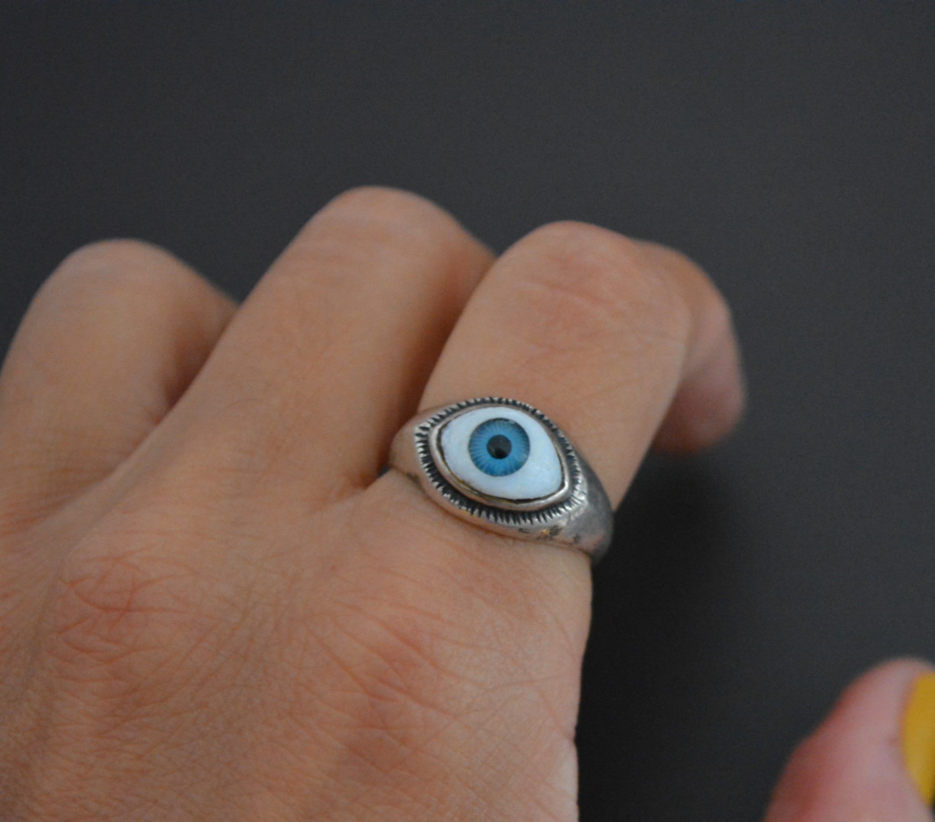Silver Eye Ring - Size 7.5