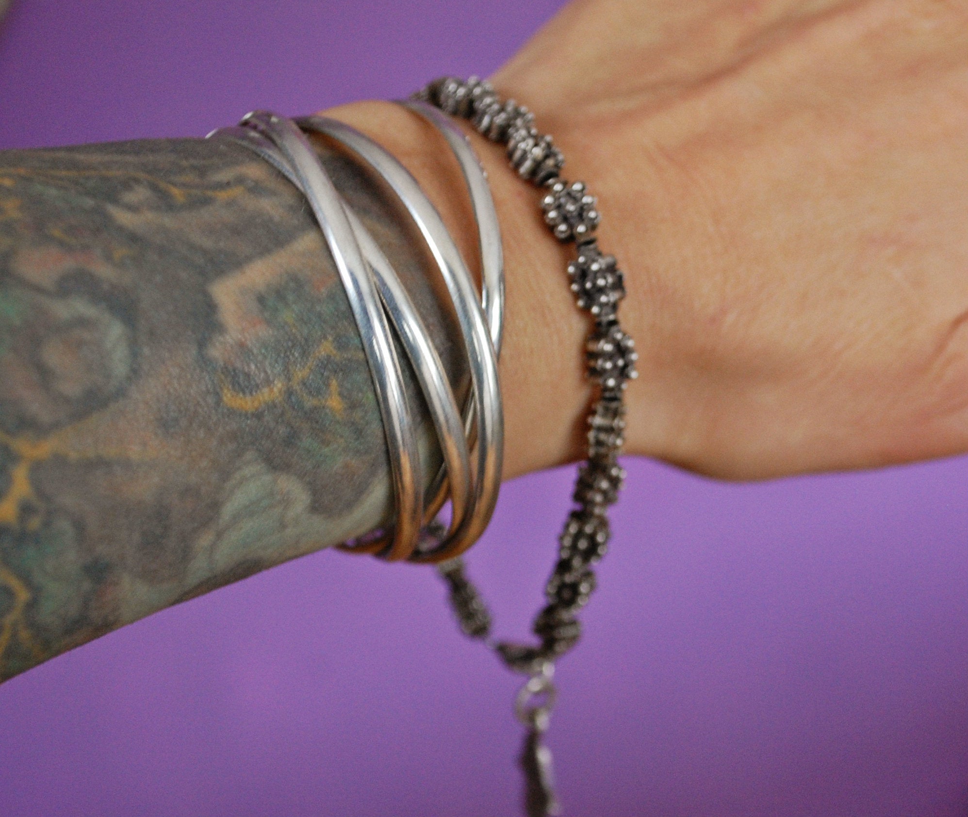 Hand of Fatima Silver Beads Bracelet
