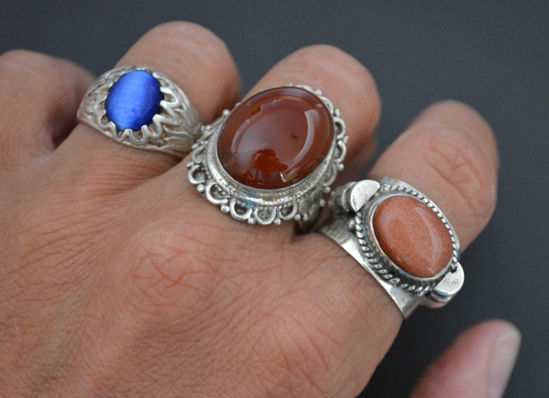 Big Sparkling Sun Star Stone Ring  - Size 8