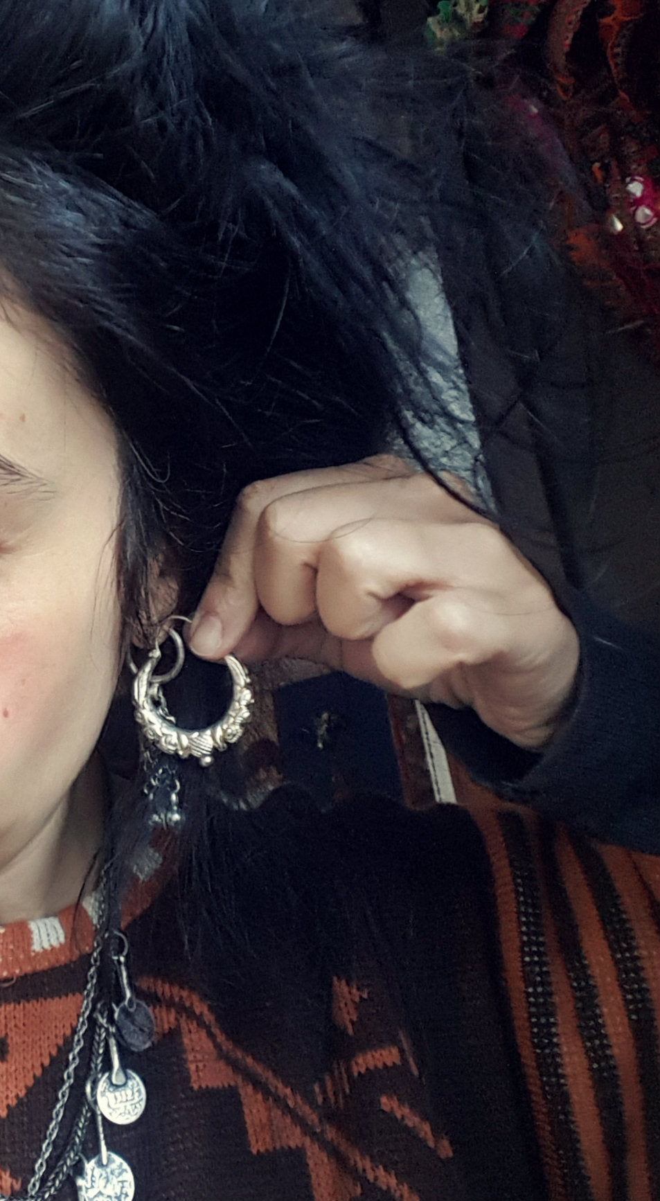 Nepali Silver Gilded Hoop Earrings