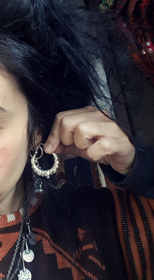 Nepali Silver Gilded Hoop Earrings