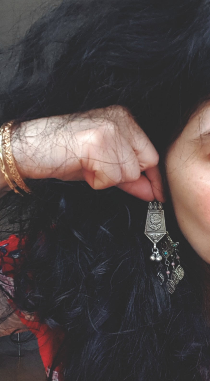 Rajasthani Flower Earrings with Bells