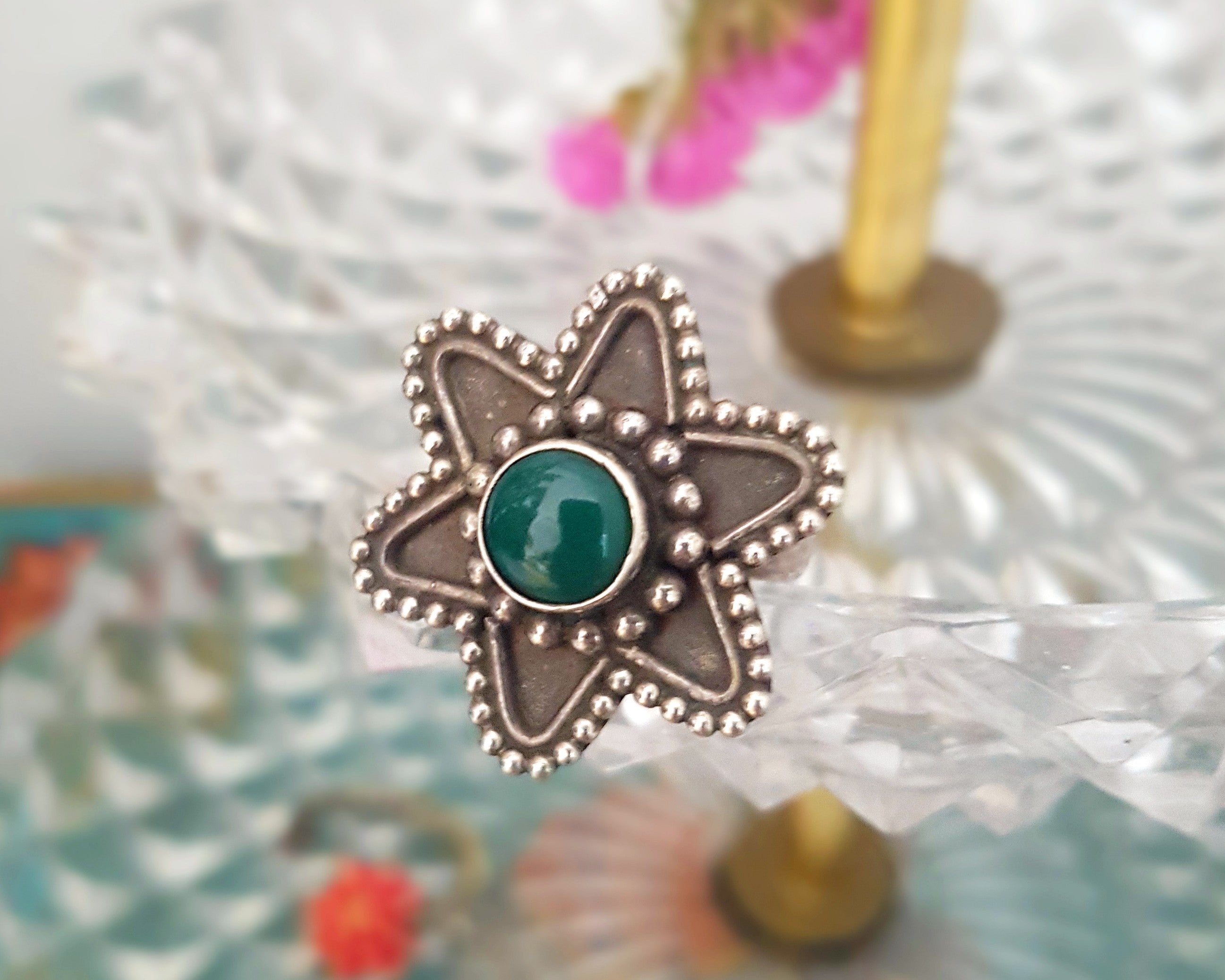 Ethnic Aventurine Ring from India - Size 6.5