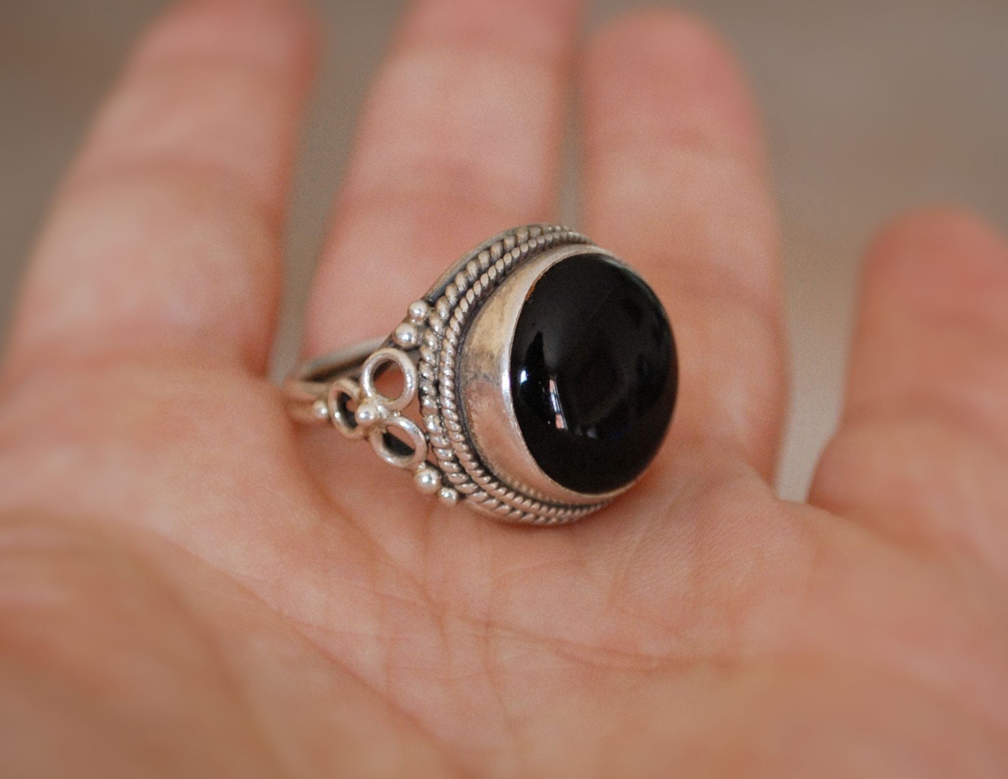 Ethnic Onyx Ring from India - Size 8.5