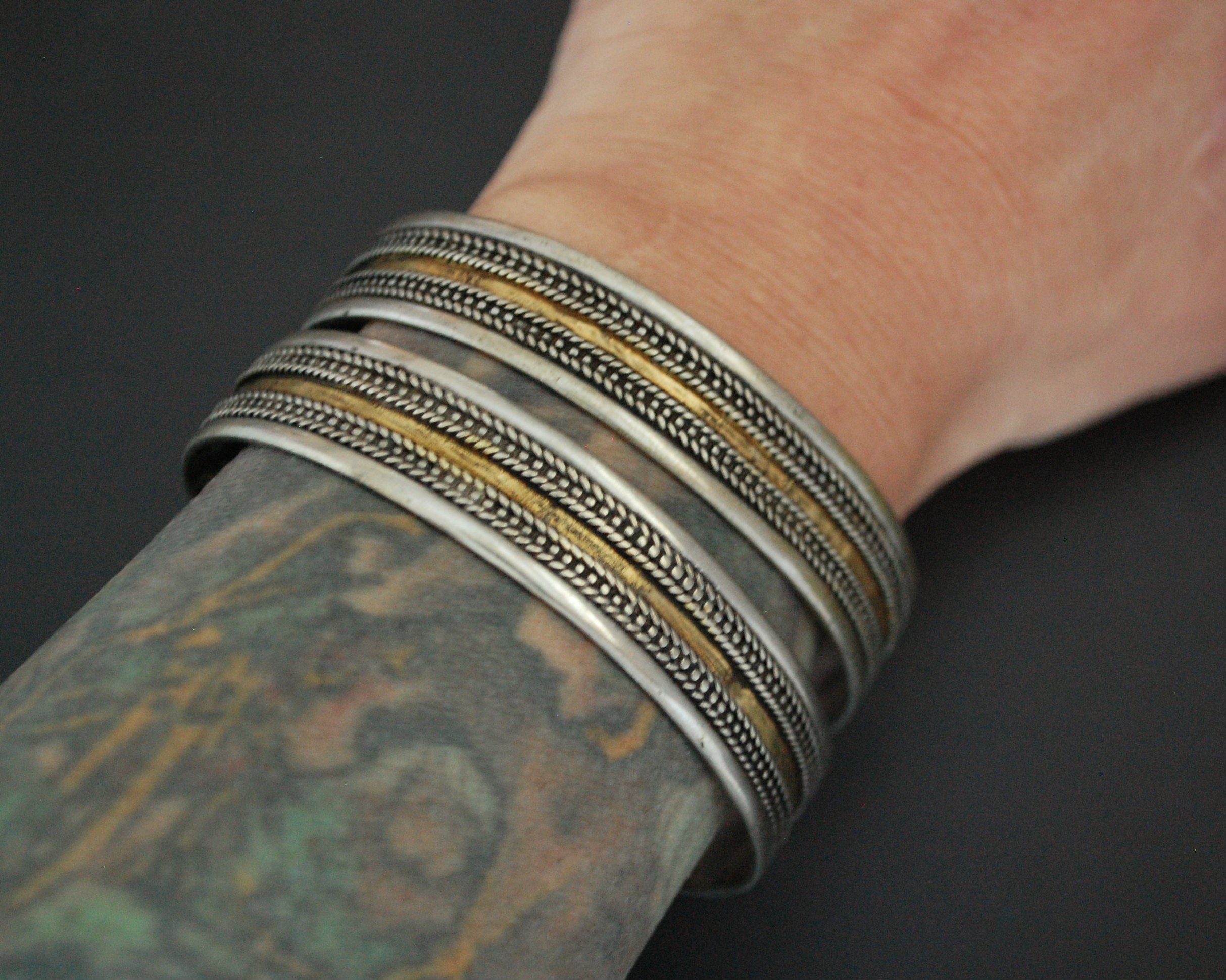 Pair Turkmen Gilded Cuff Bracelets