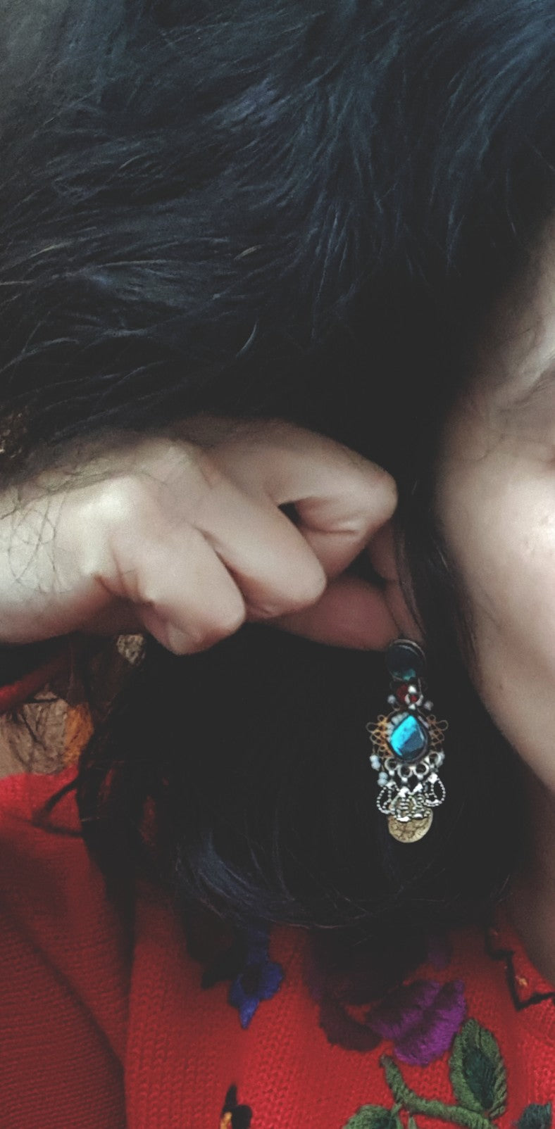 Rajasthani Earrings with Blue Glass