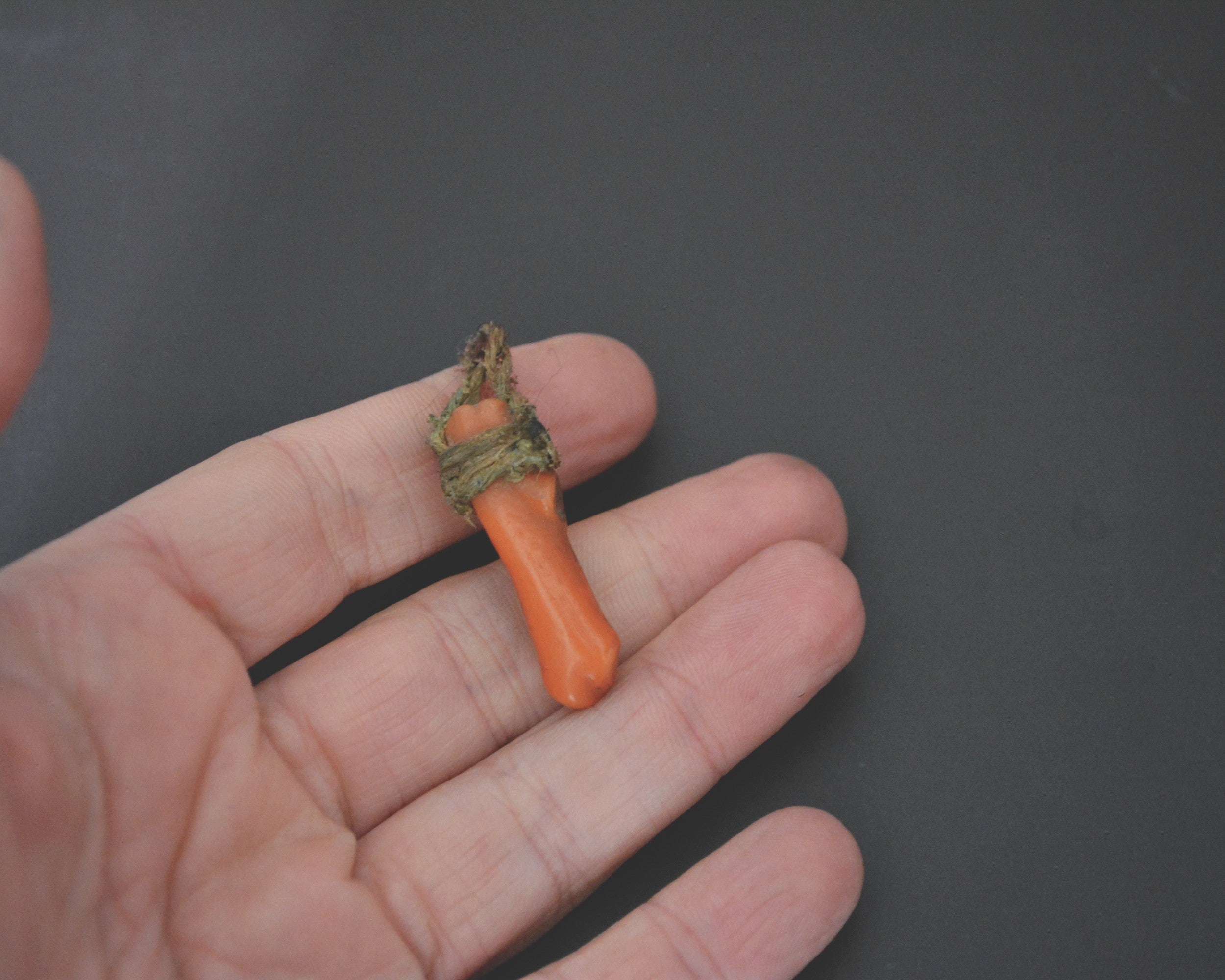 Old Coral Pendant from Morocco with Thread