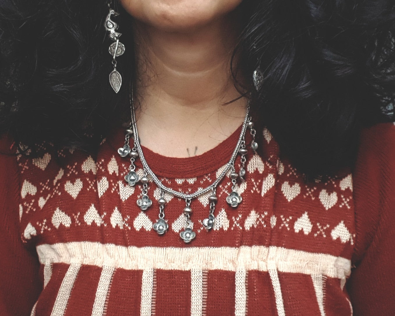 Bali Braided Snake Chain Necklace with Dangles