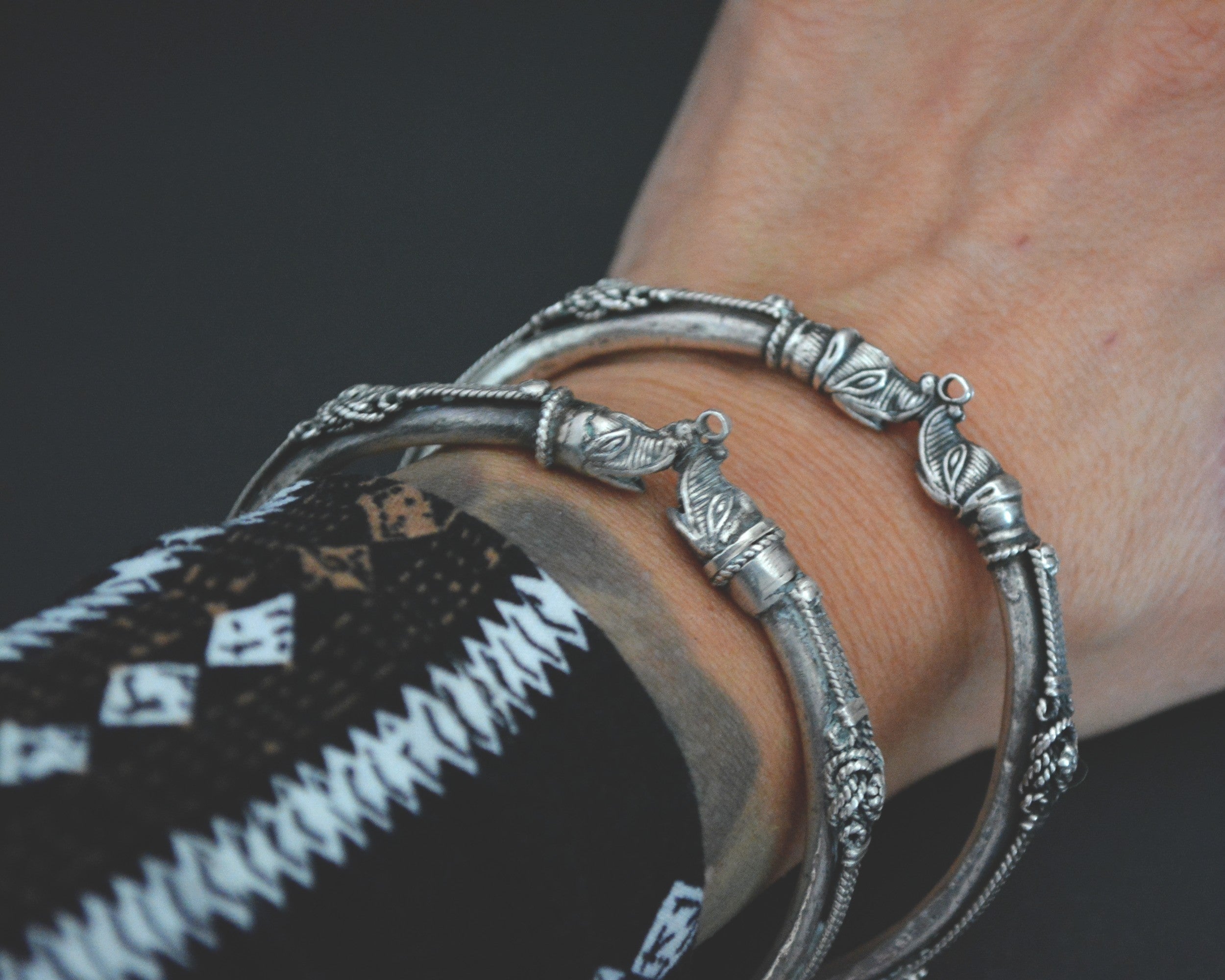 Indian Elephant Bangle Bracelet - PAIR