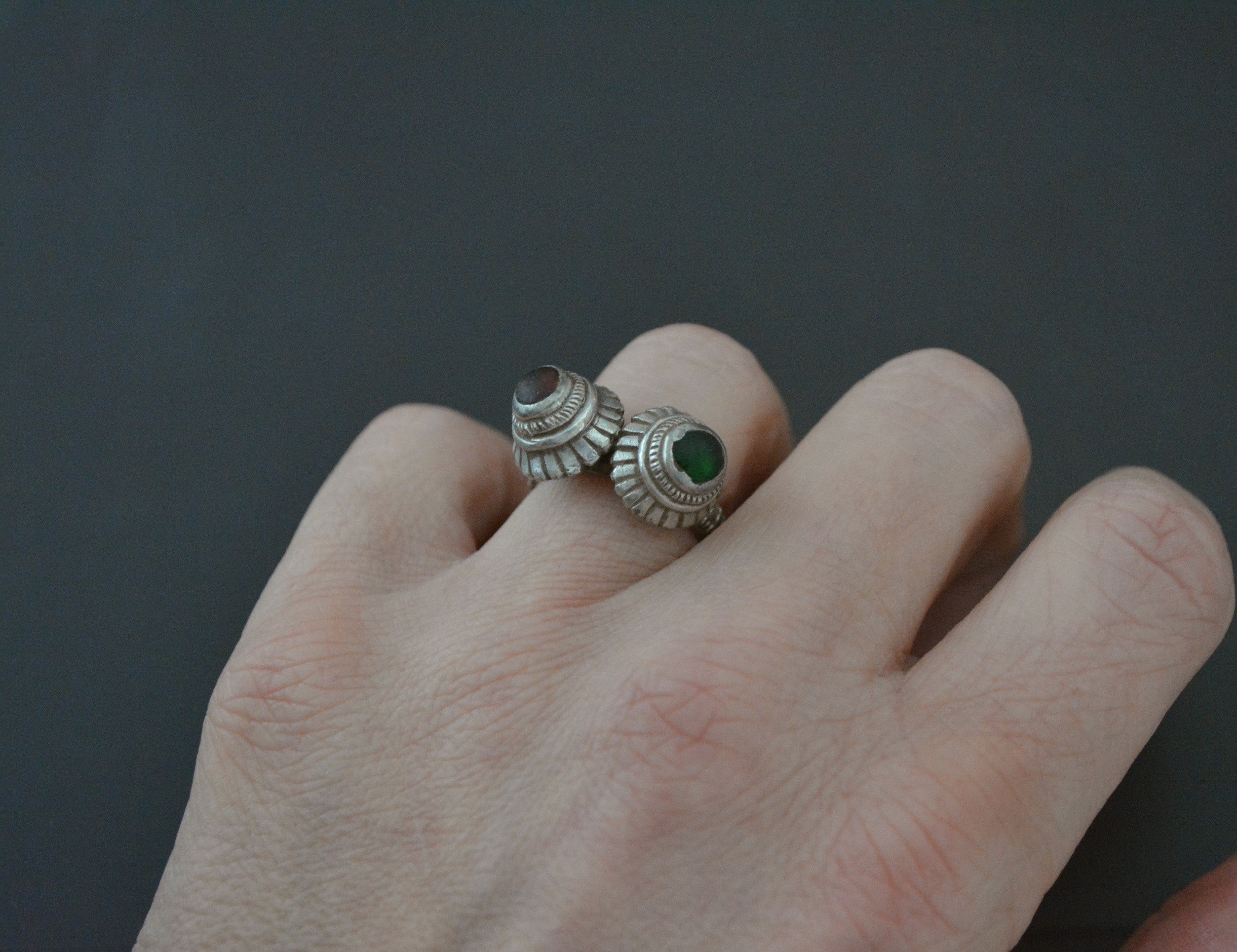 Afghani Glass Ring with Spikes - Size 5.5