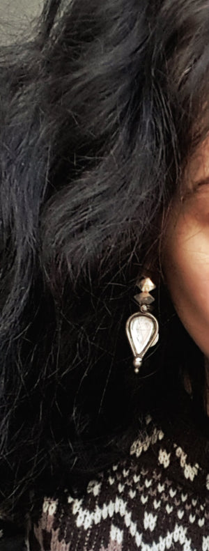 Old Gujarati Silver Mirrored Earrings