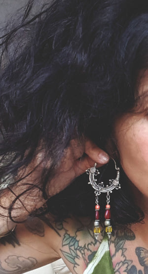 Reserved E. - Afghani Hoop Earrings with Bead Dangles