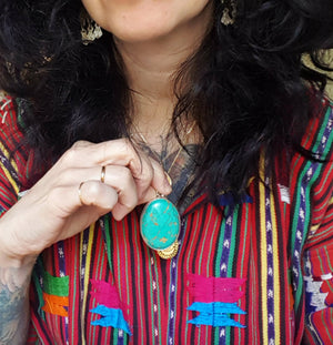 Large Turquoise Pendant from India