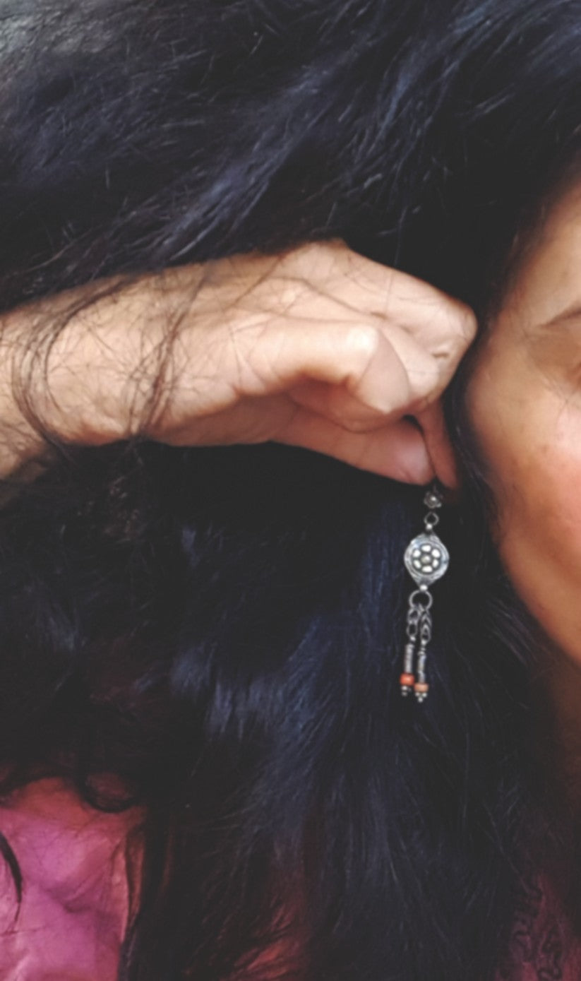Uzbek Silver Coral Earrings