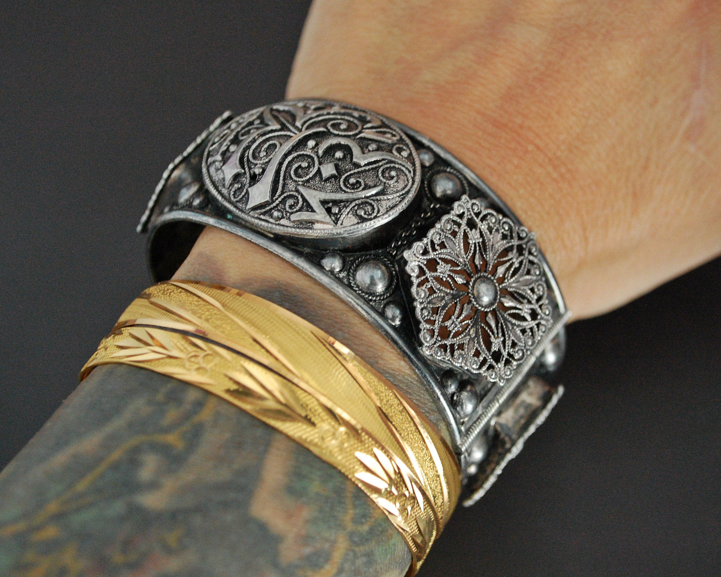 Tunisian Calligraphy Hinged Bracelet