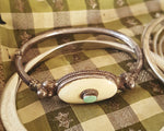 Small Tibetan Turquoise Bone Hinged Bangle Bracelet