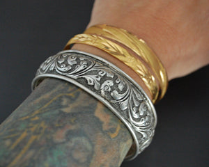 Repoussee Indian Bangle Bracelet - Sterling Silver