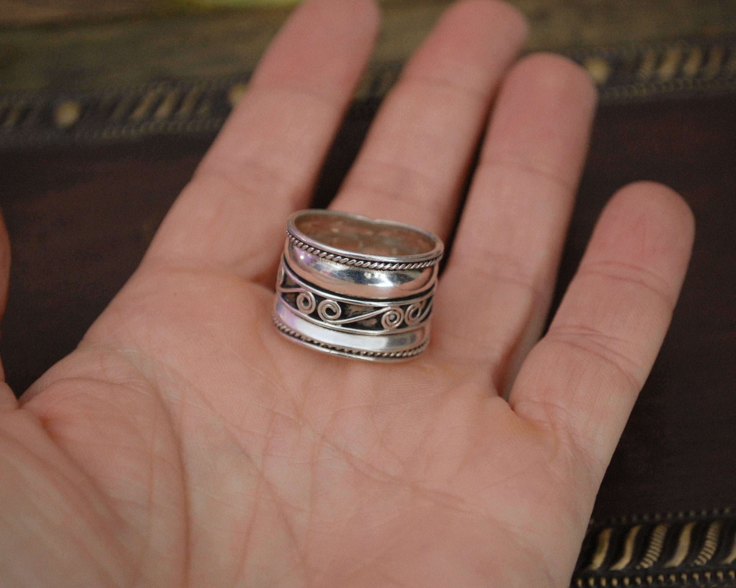 Ethnic Cigar Band Ring from India - Size 8.5