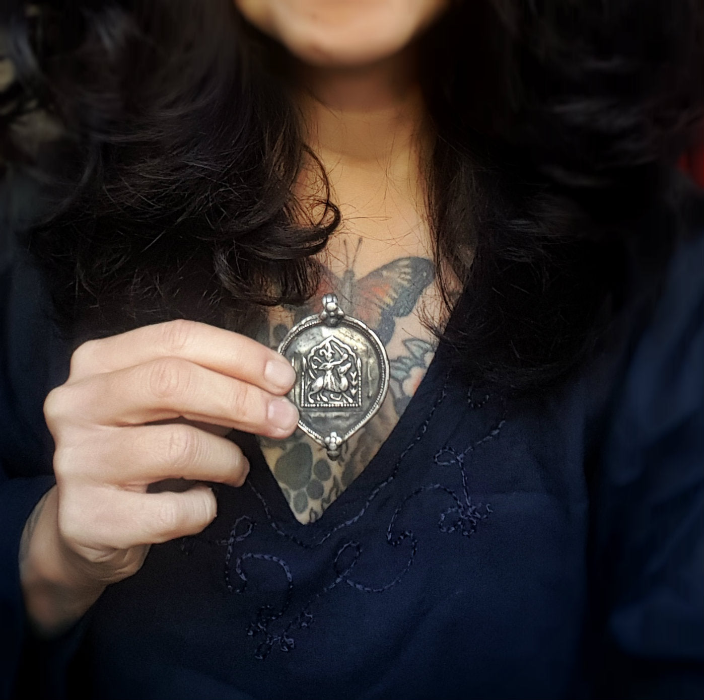 Old Rajasthani Silver Hindu Diety Amulet