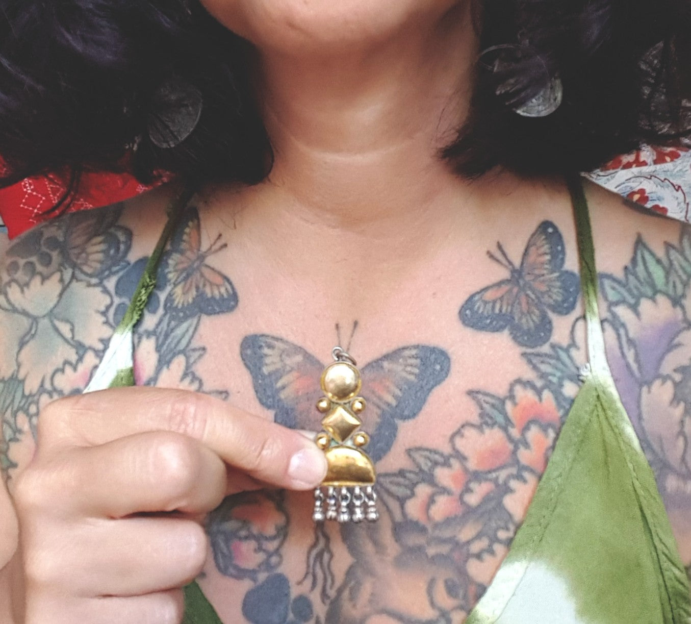 Rajasthani Silver Pendant with Gold Foil