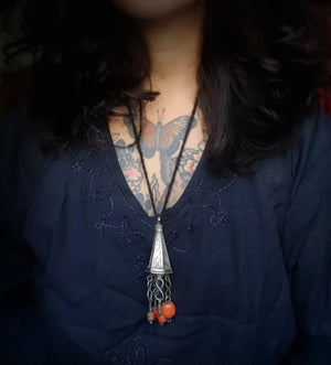 Berber Silver Coral Pendant from Morocco
