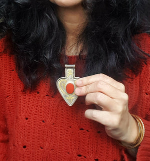 Turkmen Gilded Asyk Pendant with Carnelian