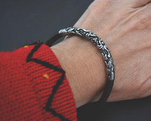 Chinese Bamboo Bracelet with Silver Repoussee Dragon
