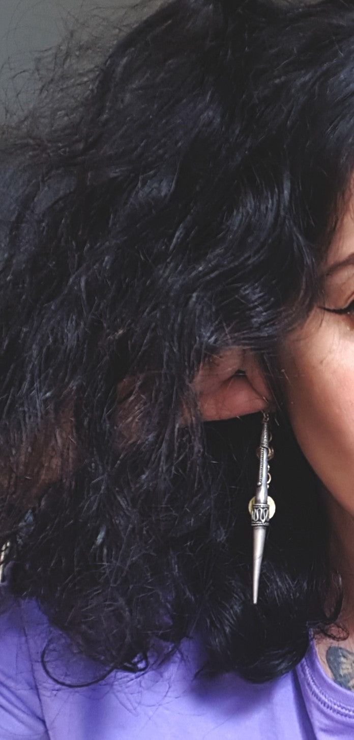 Very Long Spike Earrings - Sterling Silver