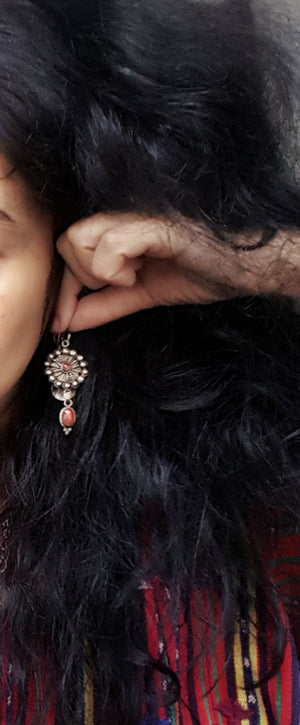 Ethnic Coral Earrings from Nepal