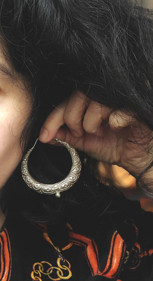 Nepali Repoussee Hoop Earrings - XL