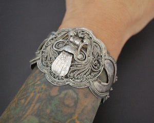Old Silver Barong Cuff Bracelet from Bali