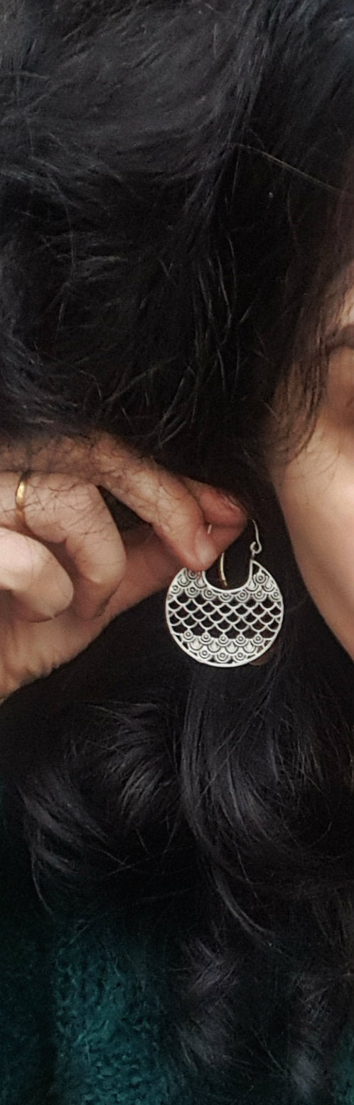 Egyptian Silver Hoop Earrings