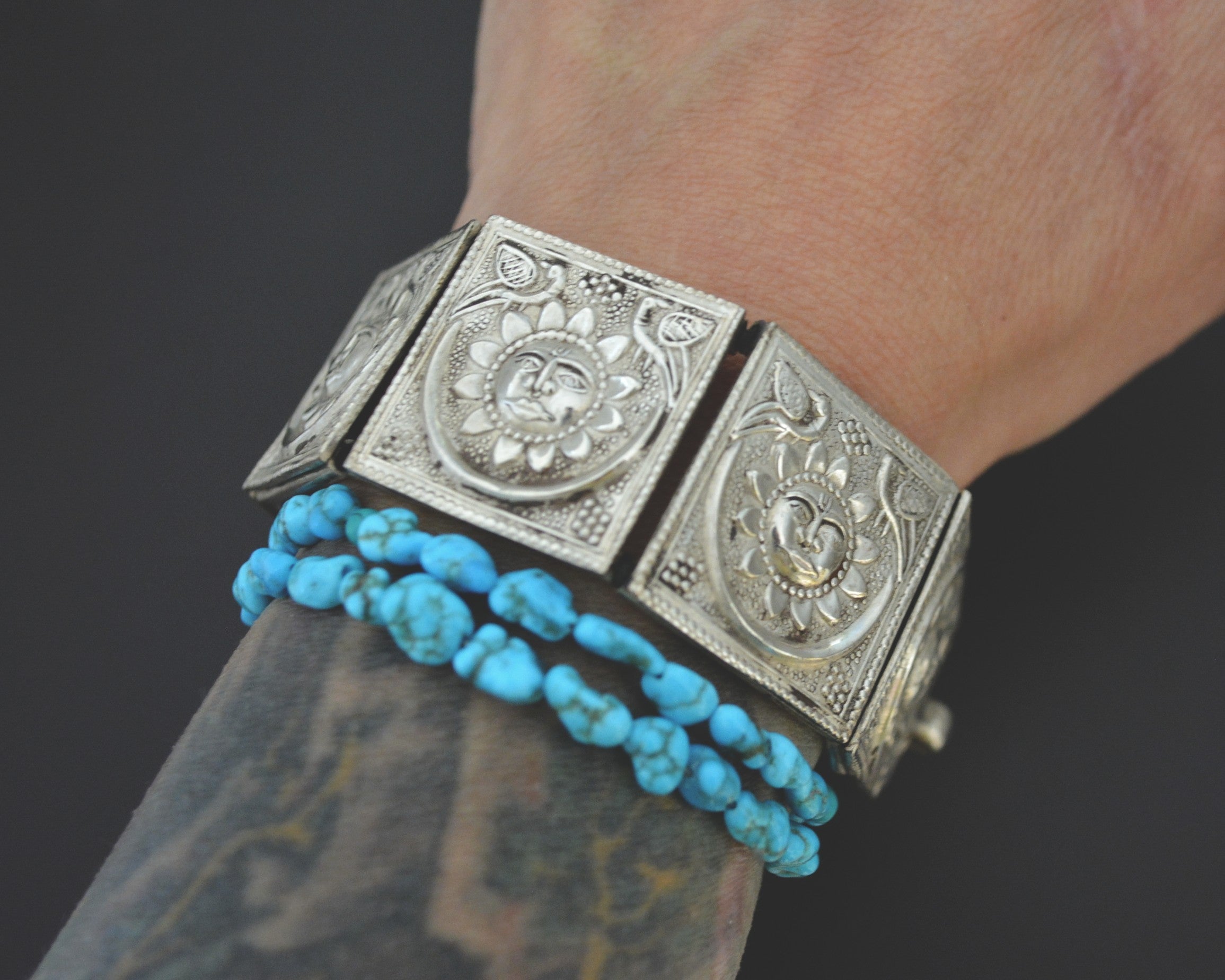 Rajasthani Sun Link Bracelet on Cord