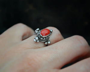 Ethnic Nepali Coral Ring - Size 5