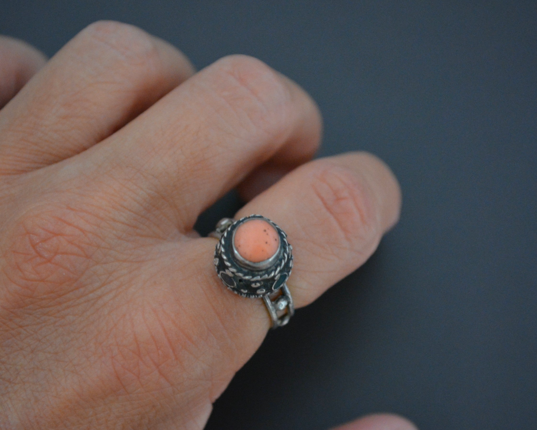 Old Afghani Coral Ring - Size 6