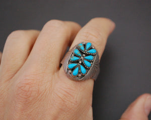 Zuni Petit Point Turquoise Ring - Size 10.5