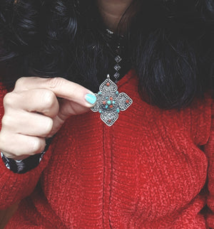 Nepali Turquoise Coral Pendant
