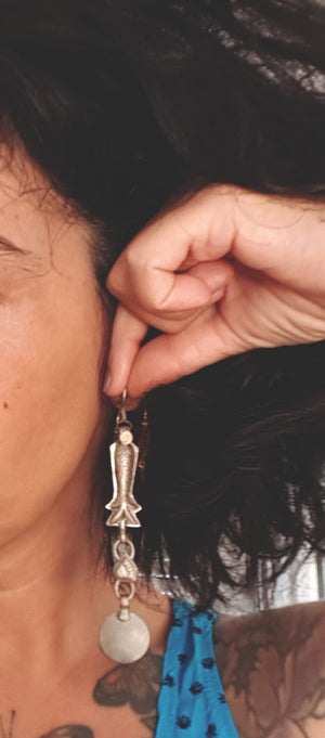 Long Afghani Fish Dangle Earrings