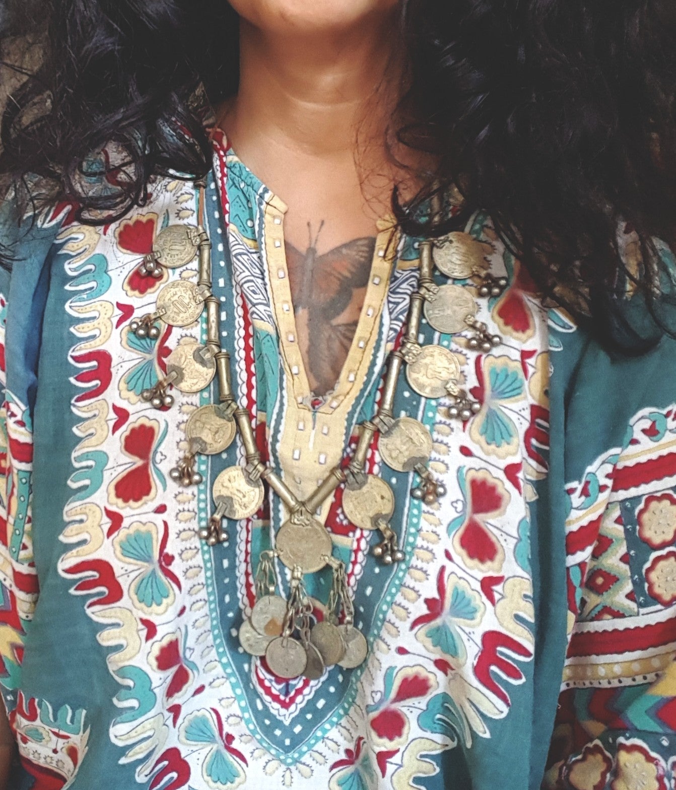 Banjara Kuchi Coin Necklace On Cotton Cord