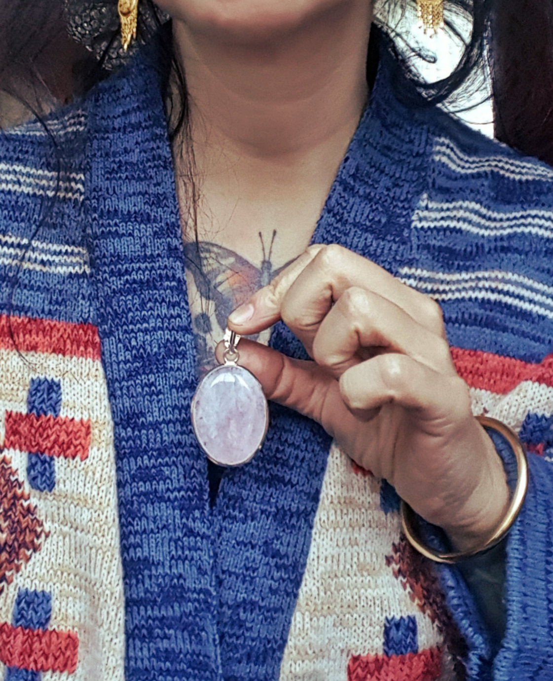 Ethnic Rose Quartz Pendant