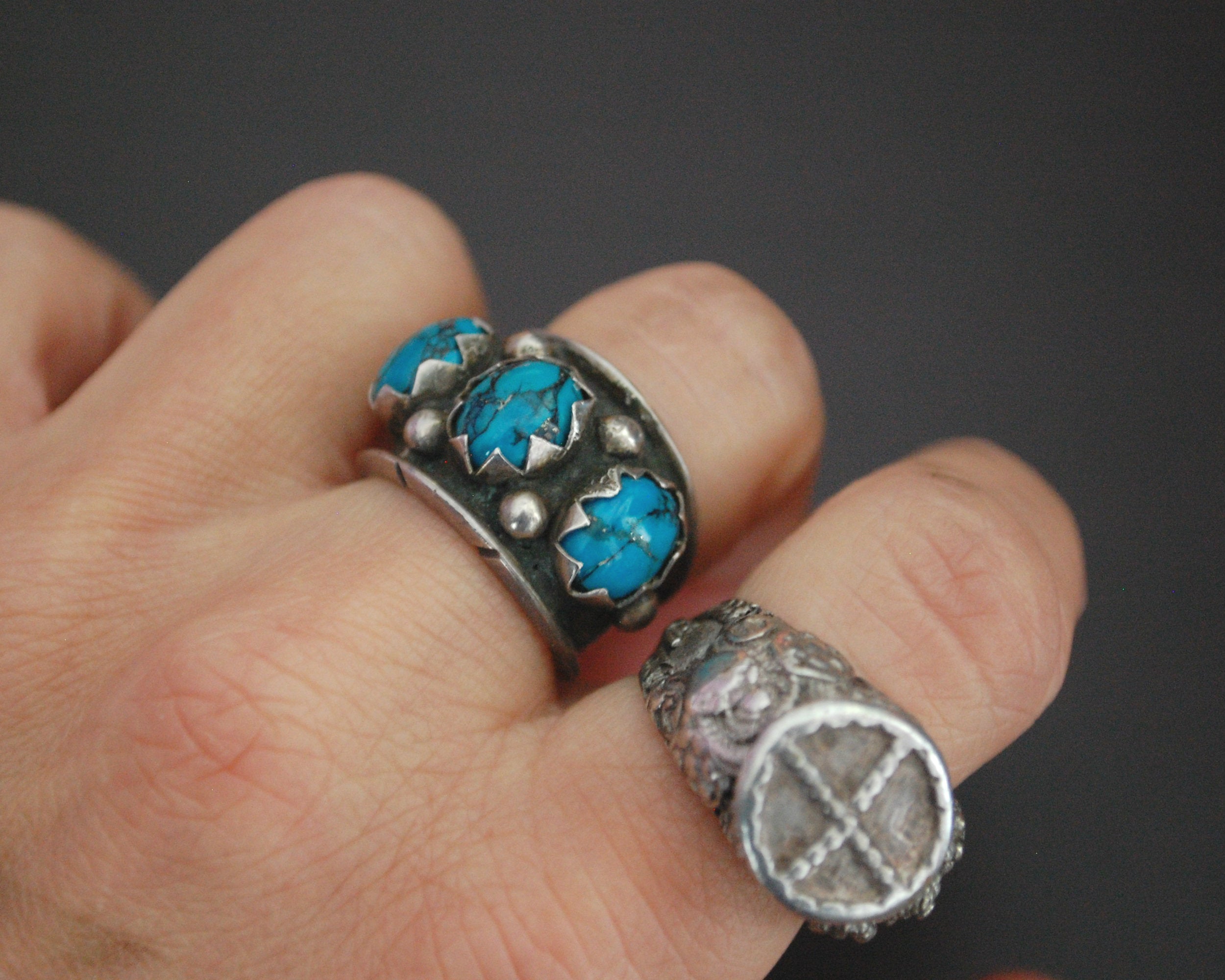 Zuni Turquoise Band Ring - Size 6.5