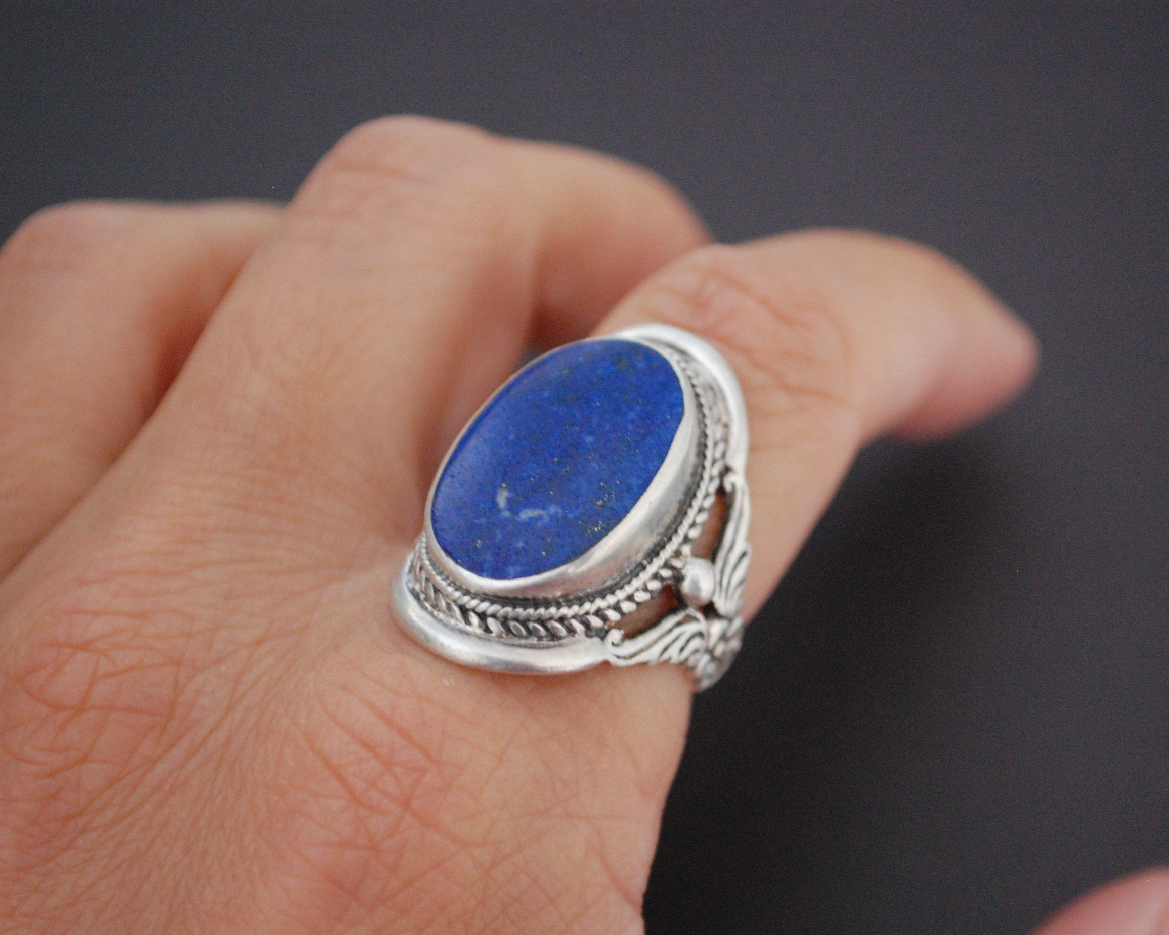 Ethnic Lapis Lazuli Ring from India - Size 7.5