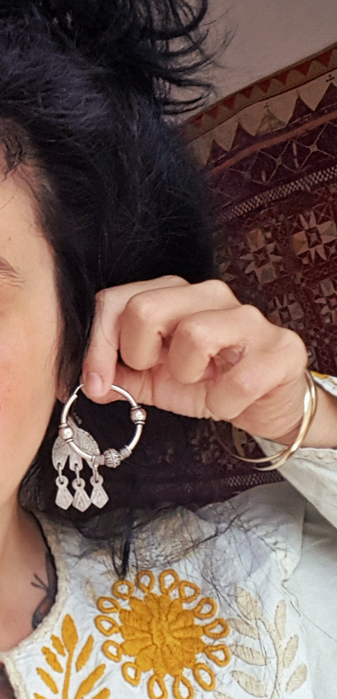 Ethnic Bali Hoop Earrings - Medium / Large
